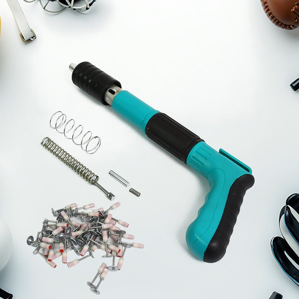 Manual Steel Nails Gun, Nail Wall Fastening Tool with 10 Nails (1 Set) - luckystorebuy.in