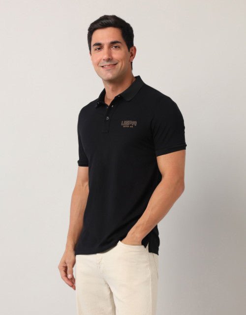 Men Solid Polo Collar Cotton T-shirt - luckystorebuy.in