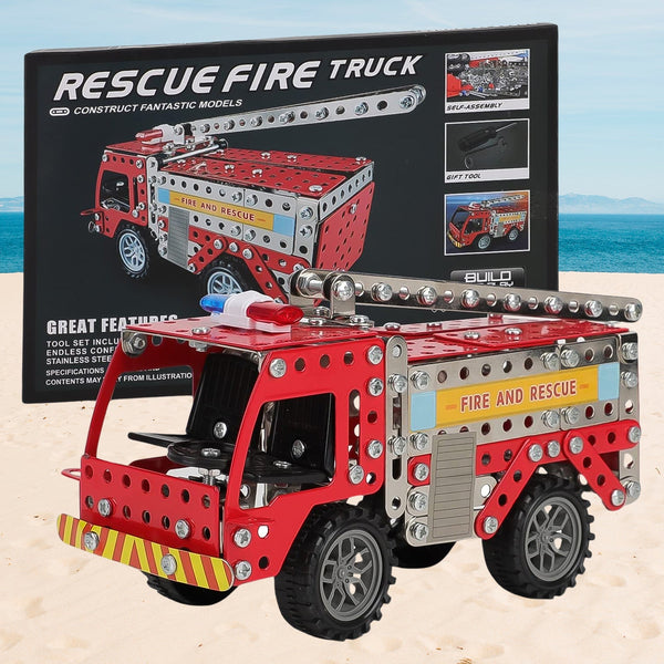 Metal DIY Fire Truck Building Blocks for Kids (Fire Truck / 292pcs of truck tool / 1 Set) - luckystorebuy.in
