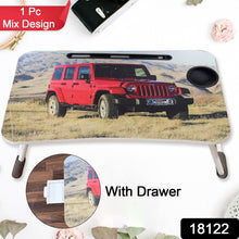 Multi - Purpose Laptop Desk for Study and Reading with Foldable, Cupholder & Drawer (1 Pc / Mix Catoon Design / 58×38 Cm) - luckystorebuy.in