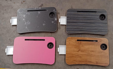 Multi - Purpose Laptop Desk for Study and Reading with Foldable, Cupholder & Drawer (1 Pc / Mix Plain Design / 58×38 Cm) - luckystorebuy.in