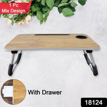 Multi - Purpose Laptop Desk for Study and Reading with Foldable, Cupholder & Drawer (1 Pc / Mix Plain Design / 58×38 Cm) - luckystorebuy.in
