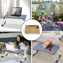Multi - Purpose Laptop Desk for Study and Reading with Foldable, Cupholder & Drawer (1 Pc / Mix Plain Design / 58×38 Cm) - luckystorebuy.in