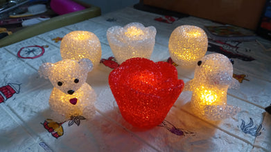 MULTI SHAPE SMALL LIGHT LAMPS LED SHAPE CRYSTAL NIGHT LIGHT LAMP (6 PC SET) - luckystorebuy.in