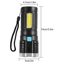 Multifunctional Strong 4 LED Torch Light, Portable Rechargeable Flashlight Long Distance Beam Range 800 Lumens COB Light 4 Mode Emergency for Hiking, Walking, Camping (4 LED Torch) - luckystorebuy.in