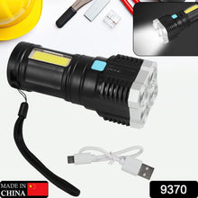 Multifunctional Strong 4 LED Torch Light, Portable Rechargeable Flashlight Long Distance Beam Range 800 Lumens COB Light 4 Mode Emergency for Hiking, Walking, Camping (4 LED Torch) - luckystorebuy.in