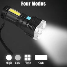 Multifunctional Strong 4 LED Torch Light, Portable Rechargeable Flashlight Long Distance Beam Range 800 Lumens COB Light 4 Mode Emergency for Hiking, Walking, Camping (4 LED Torch) - luckystorebuy.in