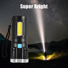 Multifunctional Strong 4 LED Torch Light, Portable Rechargeable Flashlight Long Distance Beam Range 800 Lumens COB Light 4 Mode Emergency for Hiking, Walking, Camping (4 LED Torch) - luckystorebuy.in