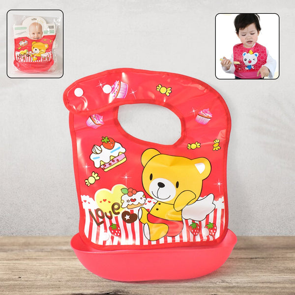 Multifunctional Waterproof BPA Free Reusable Soft Fabric Plastic Baby Bib (1 Pc) - luckystorebuy.in