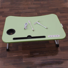 MultiPurpose Study Table Foldable Portable Notebook Bed Lap Desk Tray Stand Reading Holder with Coffee Cup Slot, Drawer, Fan, USB Cable & Light for Breakfast, Reading & Movie Watching (1 Pc Mix Color) - luckystorebuy.in