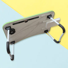 MultiPurpose Study Table Foldable Portable Notebook Bed Lap Desk Tray Stand Reading Holder with Coffee Cup Slot, Drawer, Fan, USB Cable & Light for Breakfast, Reading & Movie Watching (1 Pc Mix Color) - luckystorebuy.in