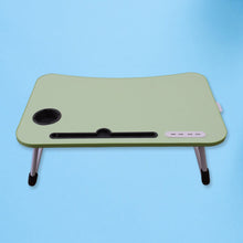 MultiPurpose Study Table Foldable Portable Notebook Bed Lap Desk Tray Stand Reading Holder with Coffee Cup Slot, Drawer, Fan, USB Cable & Light for Breakfast, Reading & Movie Watching (1 Pc Mix Color) - luckystorebuy.in