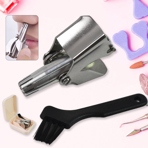 Nose Hair Clipper, Stainless Steel Hair Remover (1 Pc / With Brush & Plastic Case) - luckystorebuy.in