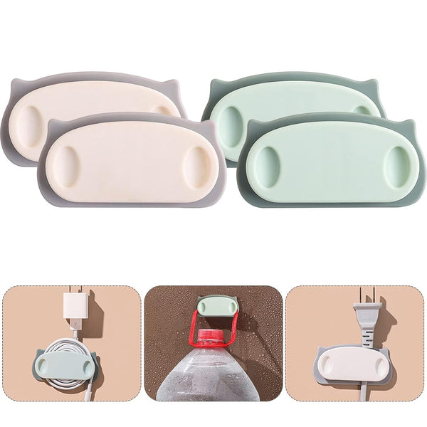 Pig Plug Wire Organizer Cable Holder Clips with Self - Adhesive Pad (4 Pcs Set) - luckystorebuy.in