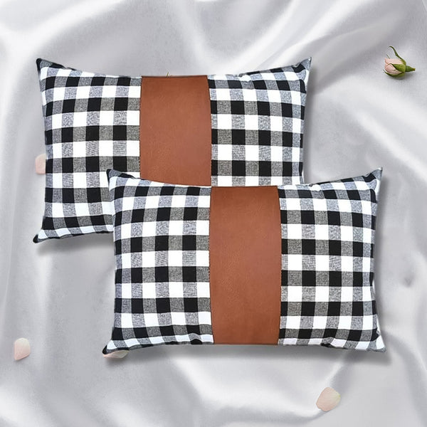 Pillow Covers, Leather & Cotton Cushion Covers (17 × 17 Inch / 1 Pair / 2 Pc) - luckystorebuy.in