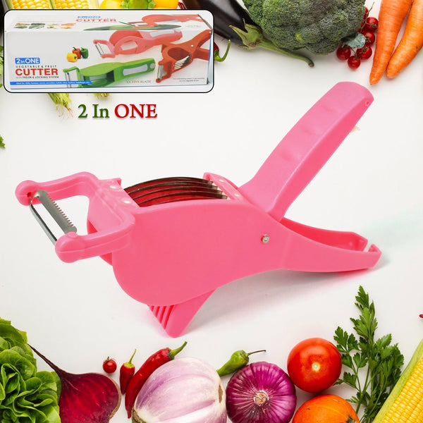 Plastic 2 in 1 Vegetable & Fruit Multi Cutter 5 Blade Vegetable Cutter with Peeler (1 Pc / Multicolor) - luckystorebuy.in