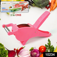 Plastic 2 in 1 Vegetable & Fruit Multi Cutter 5 Blade Vegetable Cutter with Peeler (1 Pc / Multicolor) - luckystorebuy.in