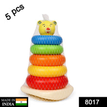 Plastic Baby Kids Teddy Stacking Ring Jumbo Stack Up Educational Toy 5pc - luckystorebuy.in
