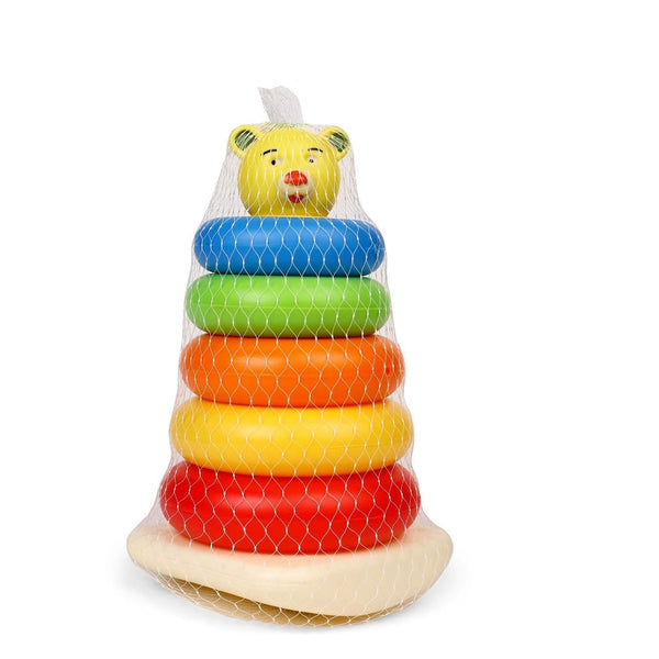Plastic Baby Kids Teddy Stacking Ring Jumbo Stack Up Educational Toy 5pc - luckystorebuy.in