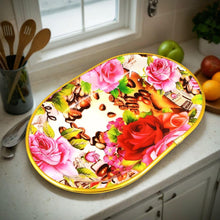 Plastic Flower Printed Design Serving Tray (3 Pcs Set / Mix Color) - luckystorebuy.in