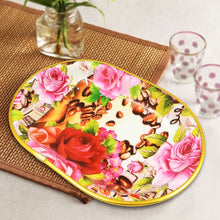 Plastic Flower Printed Design Serving Tray (3 Pcs Set / Mix Color) - luckystorebuy.in