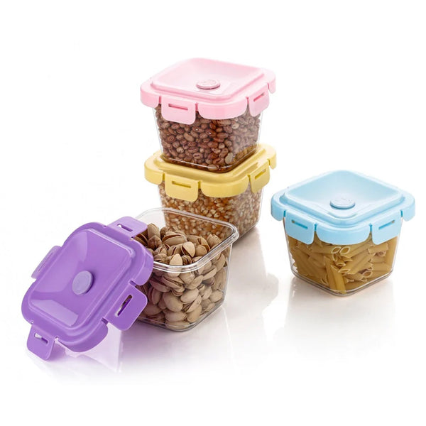 Plastic Food Storage Containers with Lid (4 Pcs Set / 500 ML) - luckystorebuy.in