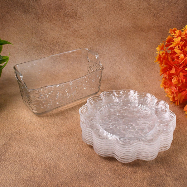 Plastic Household Flower Design Plates Dinner Plates Dish Tray (10 Pcs Set) - luckystorebuy.in