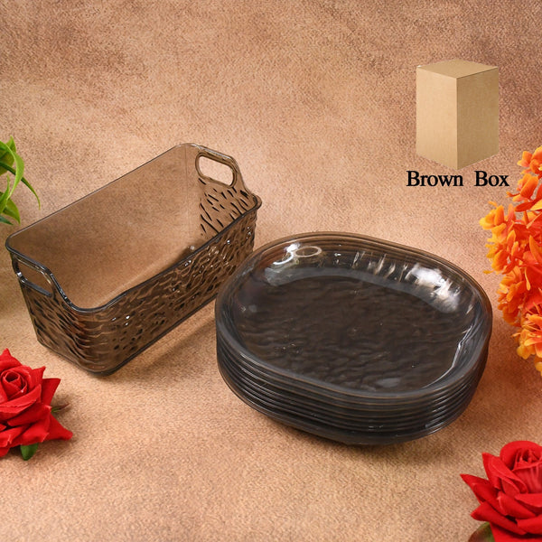 Plastic Household Plates Dinner Plates Dish Tray Skewer Bone Plate Set (10 Pcs Set) - luckystorebuy.in