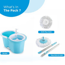 Plastic Spinner Bucket Mop 360 Degree Self Spin Wringing with 2 Absorbers for Home and Office Floor Cleaning Mops Set - luckystorebuy.in