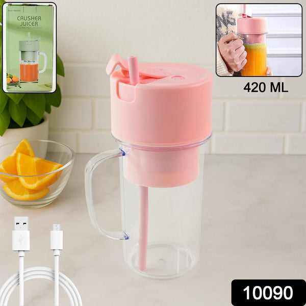 Portable Crusher Juicer With Handle & Straw, USB Rechargeable Multi Blades (420 ML) - luckystorebuy.in