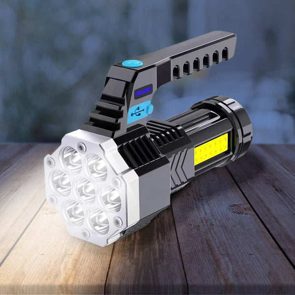 Portable Flashlight / Torch COB 7LED Hand Light USB Rechargeable Light with Side Light (1 Pc) - luckystorebuy.in