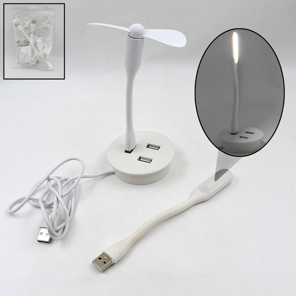 Portable Mini USB Fan, USB Ligh & USB 3 HUB / Port Combo - luckystorebuy.in