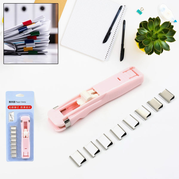 Portable Paper Clamp With 8 Pcs Clip Dispenser Handheld Paper Fast Clam (1 Set) - luckystorebuy.in