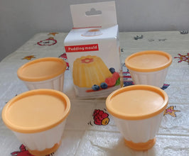 Pudding Molds, Custard Mold, Mold for Jelly Ice creams, Set of 4 Cups with Lid - luckystorebuy.in