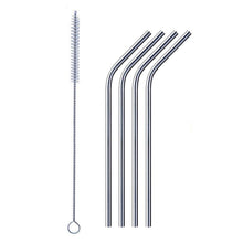Reusable Stainless Steel Drinking Straws Bent (4 Bent Straws, 1 Brush) - luckystorebuy.in