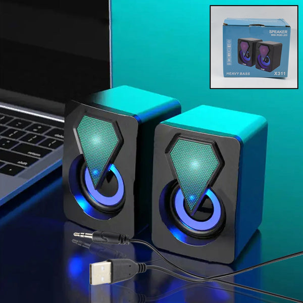 RGB Desktop Speakers, Plug, and Play USB Powered Speaker (2 Pc Set) - luckystorebuy.in