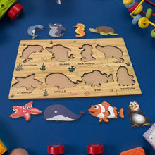 Seawater Animal Wooden Puzzle Learning Educational Board (1 Set) - luckystorebuy.in