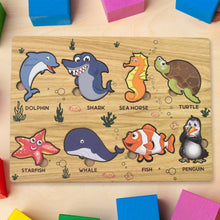 Seawater Animal Wooden Puzzle Learning Educational Board (1 Set) - luckystorebuy.in