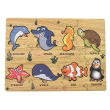 Seawater Animal Wooden Puzzle Learning Educational Board (1 Set) - luckystorebuy.in