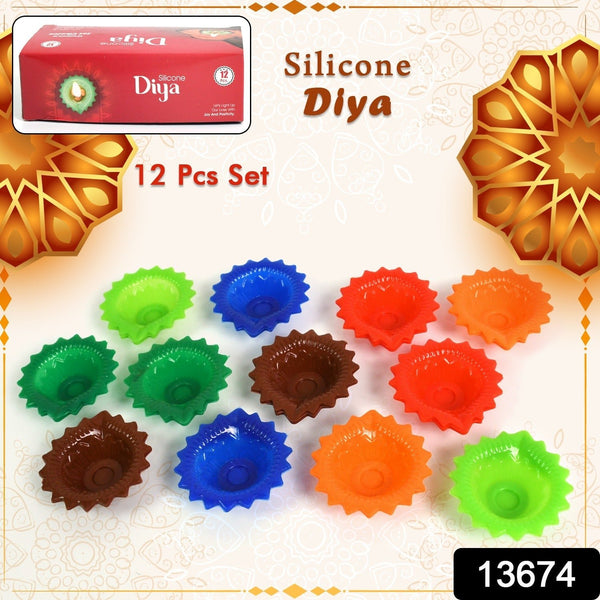 Silicone Diya for Diwali Attractive Design Colourful Diya Combo (12 Pcs Set) - luckystorebuy.in