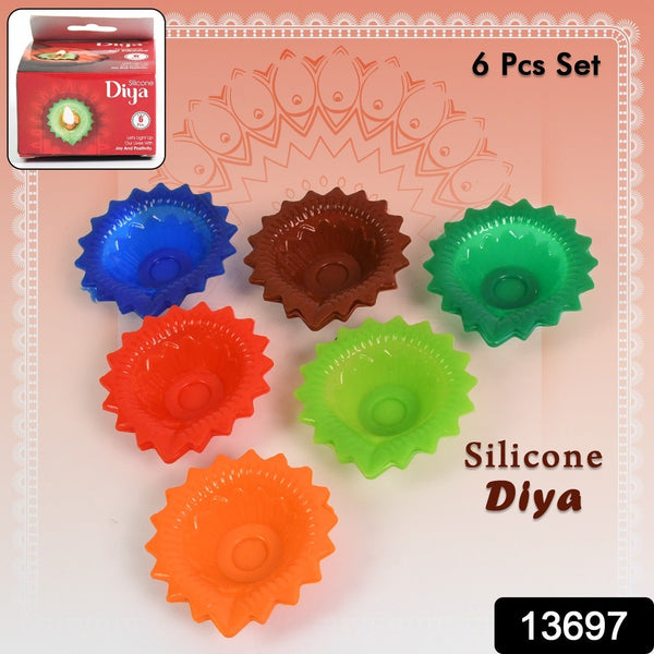 Silicone Diya for Diwali Attractive Design Colourful Diya Combo (6 Pcs Set) - luckystorebuy.in