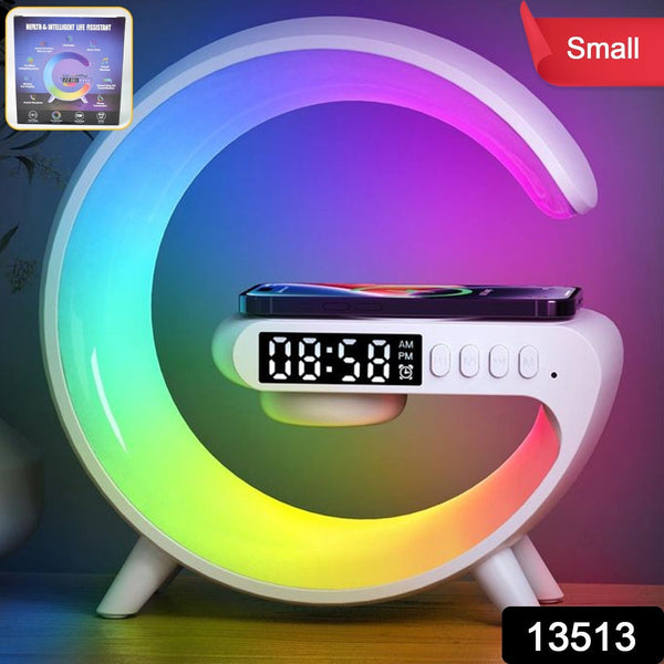 Smart Alarm Clock with G - Shape RGB Light Bluetooth Speaker, Wireless Charging (1 Pc) - luckystorebuy.in