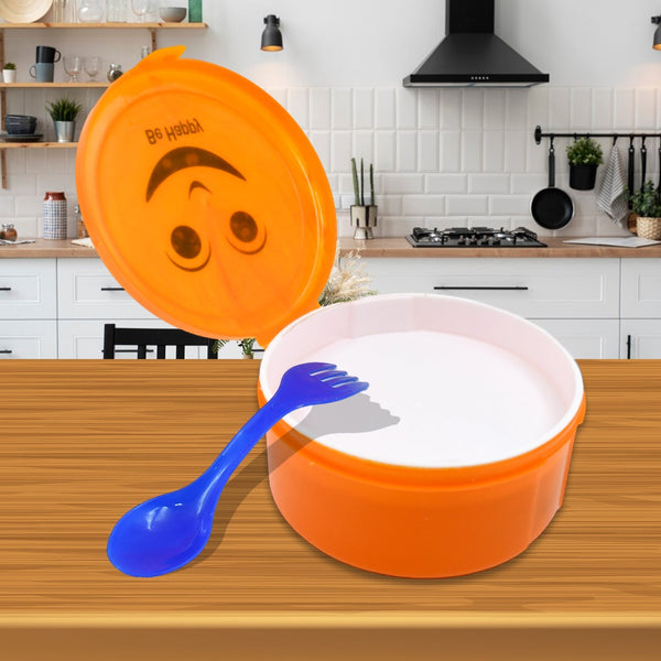 Smily Plastic lunch box, Small Box With 2in1 Spoon pack of 1 - luckystorebuy.in
