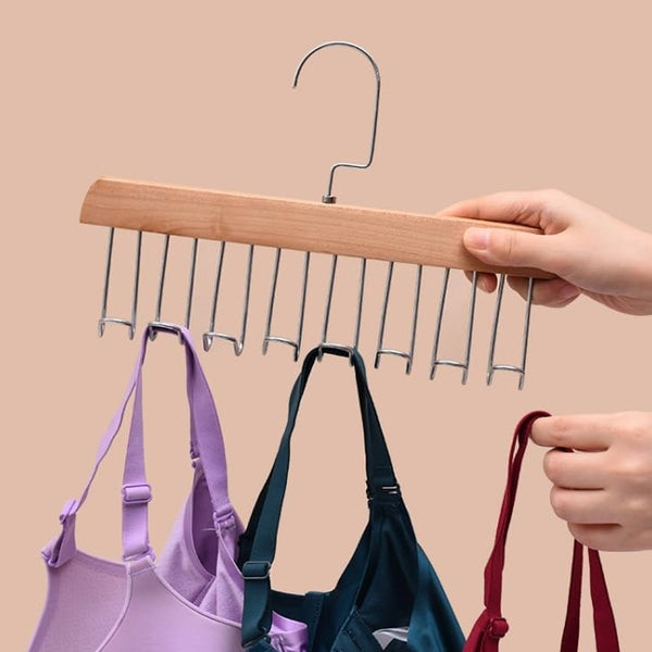 Space Saving 8 Hooks Wooden Hangers (1 Pc) - luckystorebuy.in