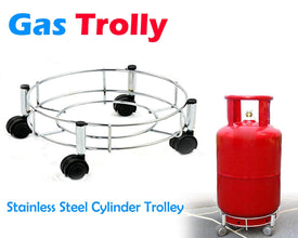 Stainless Steel Gas Cylinder Trolley - luckystorebuy.in