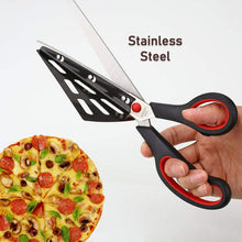 Stainless Steel Pizza Cutter Scissors Plastic Handle with Removable Spatula - luckystorebuy.in