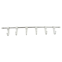 Stainless Steel Utensil Hanger Rail Nail Free Wall Mount with 2 Magic Stickers & 6 Plastic Hooks For Kitchen - luckystorebuy.in