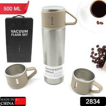 Stainless Steel Vacuum Flask Set with 3 Steel Cups Combo for Coffee Hot Drink and Cold Water Flask Ideal Gifting Travel Friendly Latest Flask Bottle. (500ml) - luckystorebuy.in