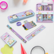 Stationery Kit for Kids - Metal Pencil Box, Sharpener, Pencil & Eraser (12 Pc Set) - luckystorebuy.in
