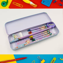 Stationery Kit for Kids - Metal Pencil Box, Sharpener, Pencil & Eraser (12 Pc Set) - luckystorebuy.in